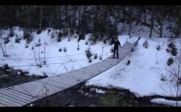 Tromping along a foot bridge…