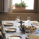 Table ready for cheese fondue