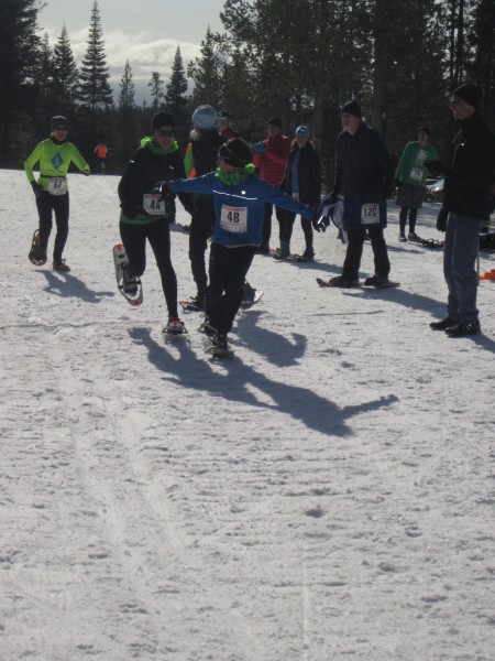 Thirteen teams with a total of 52 athletes competed in the 4 x 2.5 K Snowshoe Team Relay event on March 17 for the USSSA's National Snowshoe competition at Virginia Meissner Sno-Park in Bend, Oregon.  The relays were a fun, comraderie-filled race—a fitting ending to a great event.
